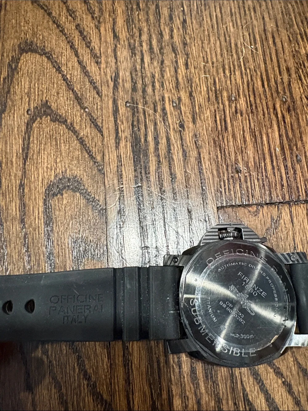 Luminor Submersible Black Dial Rubber Strap Watch